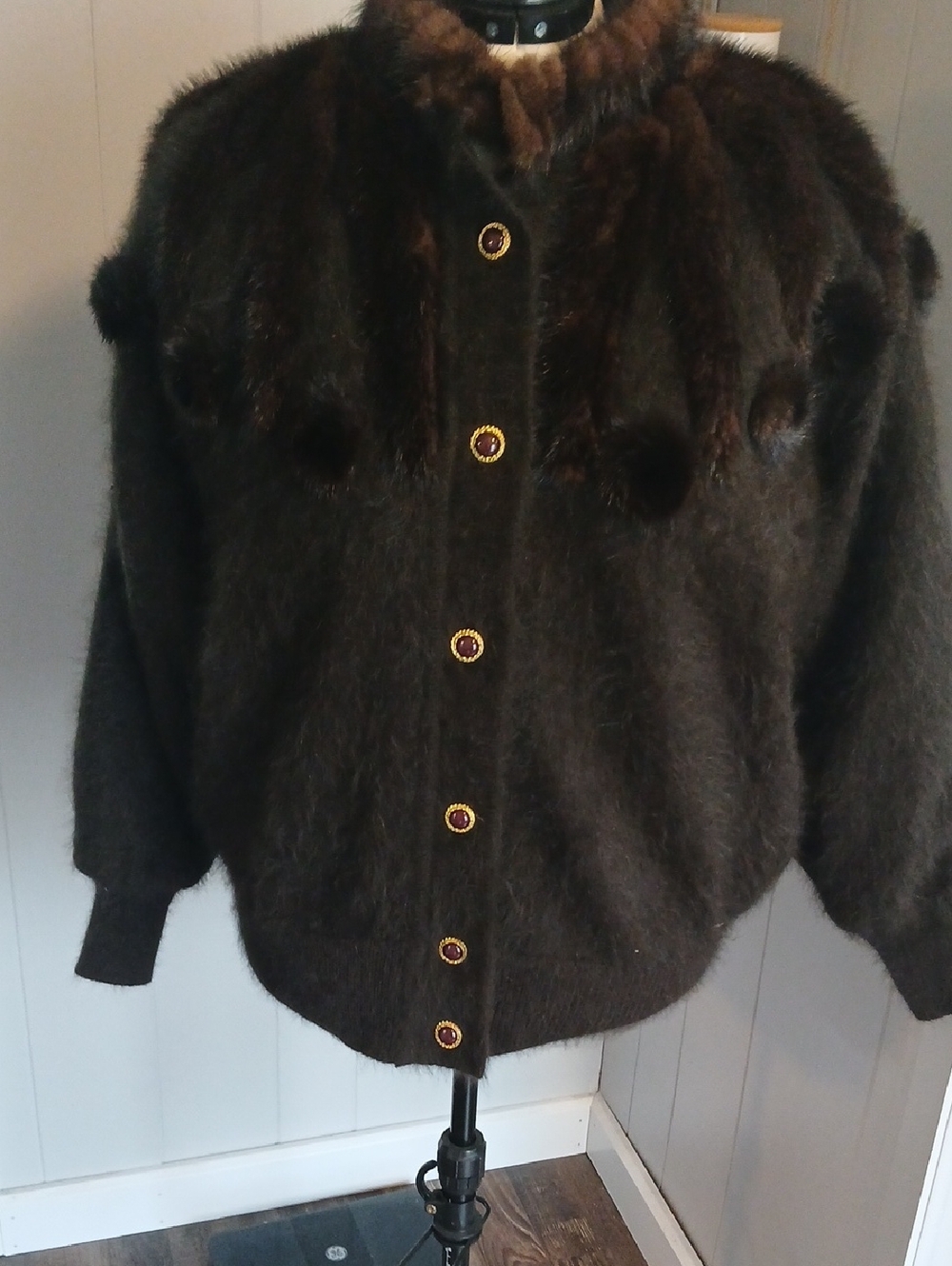 Vintage Fully Fashion Angora Blend Sweater Jacket Large